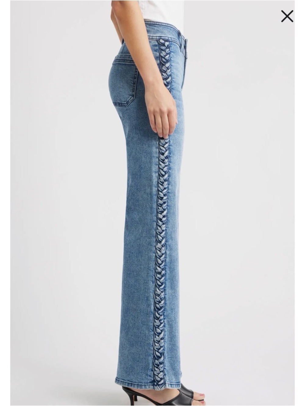 Old Navy Braided-Trim Sky High Wide-Leg Jeans - 6